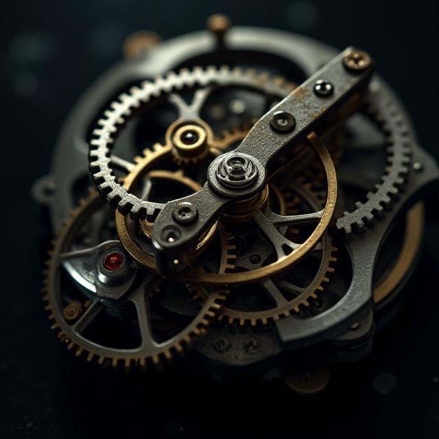 Exposed mechanical movement under macro lens